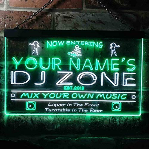 Personalized Music DJ Zone DJ Gift Dual LED Neon Light Sign